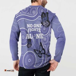 Australia Stomach Cancer Awareness Button Sweatshirt No One Fights Alone Aboriginal Art