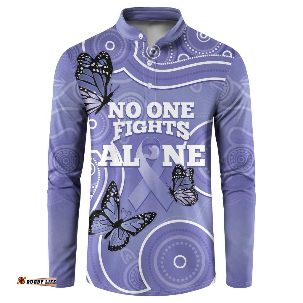Australia Stomach Cancer Awareness Button Sweatshirt No One Fights Alone Aboriginal Art