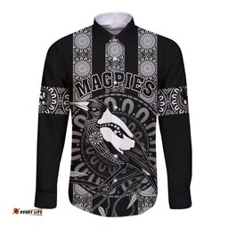 Personalised Collingwood Football Long Sleeve Button Shirt Champions GO Magpies
