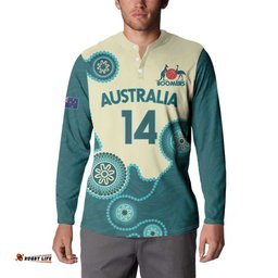 Custom Australia Boomers Button Sweatshirt Aboriginal With Marble Pattern - Cyan