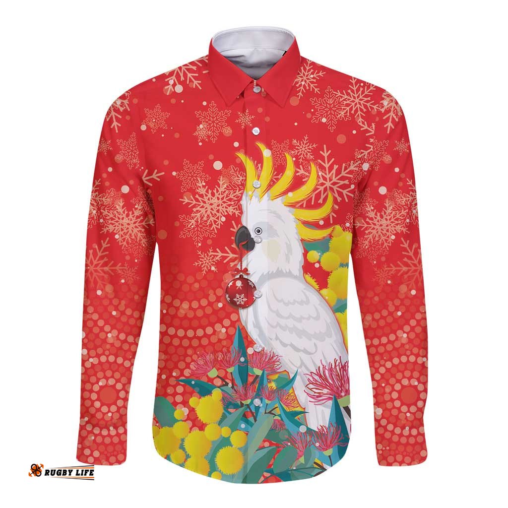 Sulphur-crested Cockatoo Christmas Long Sleeve Button Shirt Australia Gumtree With Golden Wattle