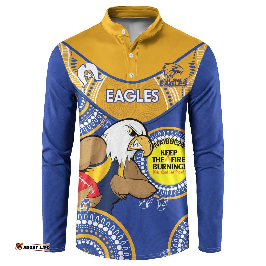 Custom AFL Eagles NAIDOC Week Button Sweatshirt Keep The Fire Burning Indigenous Art