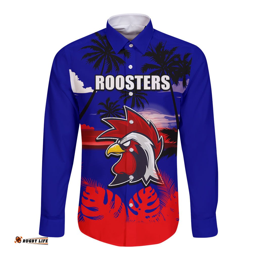 NRL Roosters Long Sleeve Button Shirt Summer Vibe Style