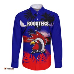 NRL Roosters Long Sleeve Button Shirt Summer Vibe Style