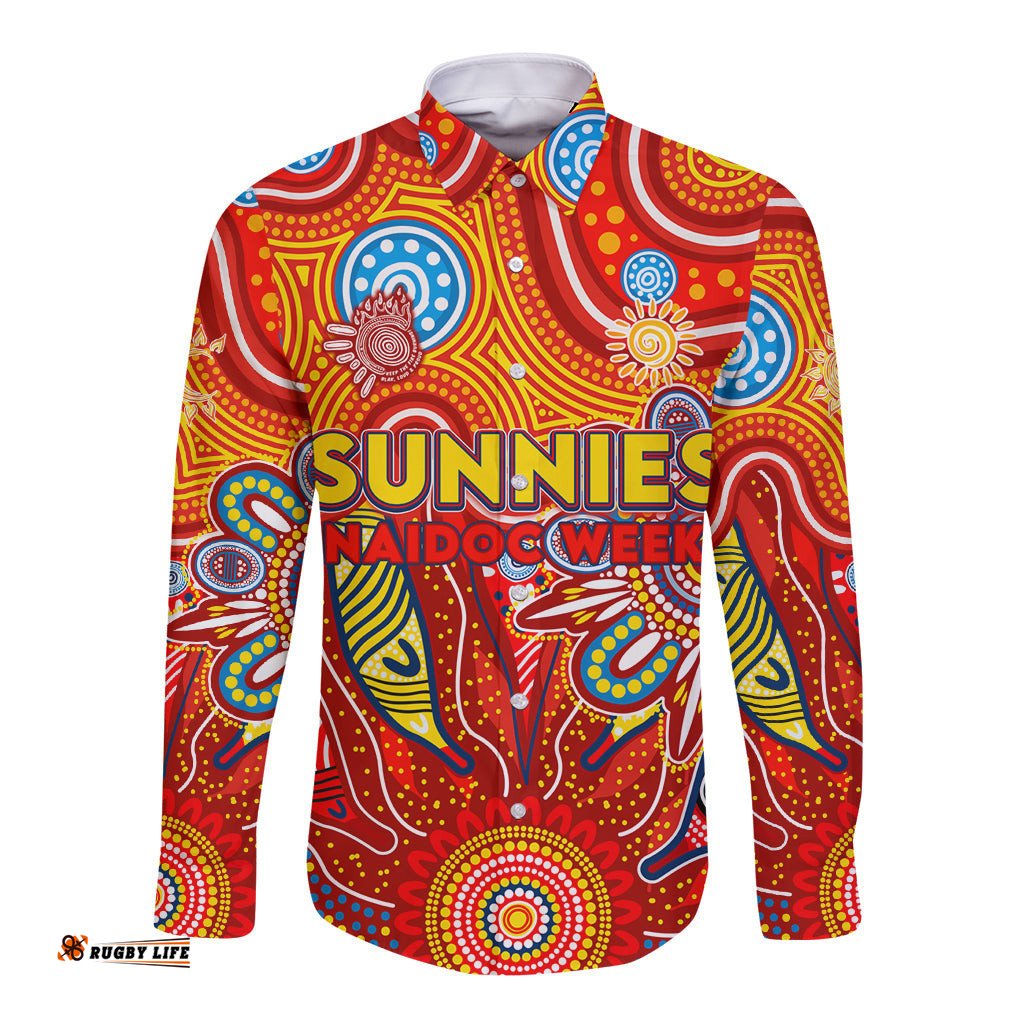 Personalised Sunnies NAIDOC Week 2024 Long Sleeve Button Shirt Aussie Aboriginal Art