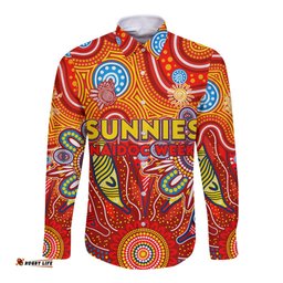 Personalised Sunnies NAIDOC Week 2024 Long Sleeve Button Shirt Aussie Aboriginal Art