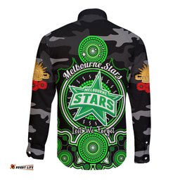 Melbourne Stars ANZAC 2024 Long Sleeve Button Shirt Lest We Forget Poppy Mix Camouflage