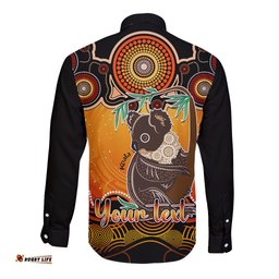 Personalised Australia Cancer Koala Zodiac Long Sleeve Button Shirt Auz Astrology Aboriginal Red