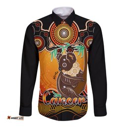 Personalised Australia Cancer Koala Zodiac Long Sleeve Button Shirt Auz Astrology Aboriginal Red