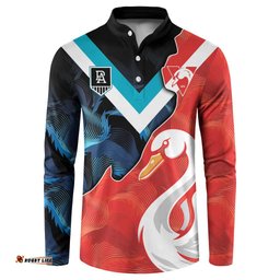 Swans-Port Adelaide Football Custom Button Sweatshirt Cracked Metal Style