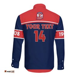 Personalised Roosters Rugby Long Sleeve Button Shirt Tricolours 1908 Sporty Version