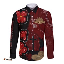 ANZAC Aboriginal Australia Long Sleeve Button Shirt For the Fallen