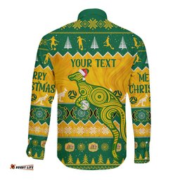 Personalised Australia Soccer Christmas Long Sleeve Button Shirt All I Want For Xmas Is Matildas