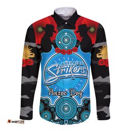 Adelaide Strikers ANZAC 2024 Long Sleeve Button Shirt Lest We Forget Poppy Mix Camouflage