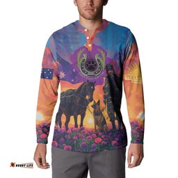 Australia Animals ANZAC Button Sweatshirt Dog And Horse Heroes Also Served