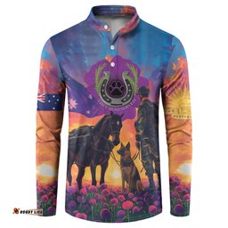 Australia Animals ANZAC Button Sweatshirt Dog And Horse Heroes Also Served