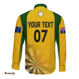 Custom Australia Darts Long Sleeve Button Shirt National Color Basic