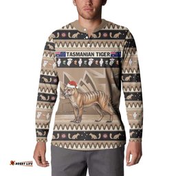 Aussie Tasmanian Tiger Button Sweatshirt Merry Christmas