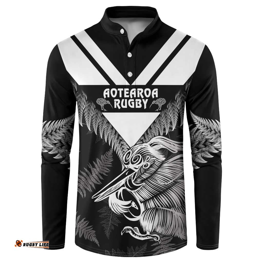 Aotearoa Silver Fern Rugby Custom Button Sweatshirt 2024 Go Kiwi