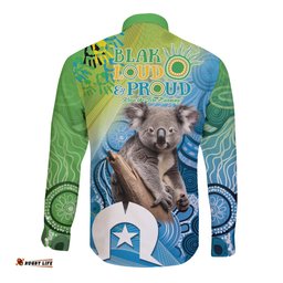 Vivid Minimal Koala NAIDOC 2024 Long Sleeve Button Shirt Aboriginal Art Style