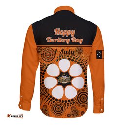 1 July Australia Territory Day Long Sleeve Button Shirt Aboriginal Pattern