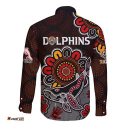 NRL Wests Tigers Combine Dolphins Rugby Long Sleeve Button Shirt Aboriginal Vibe