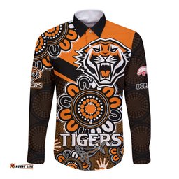NRL Wests Tigers Combine Dolphins Rugby Long Sleeve Button Shirt Aboriginal Vibe