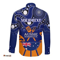Personalised Australia Barbecue Long Sleeve Button Shirt Aussie Lovers BBQ Indigenous Version