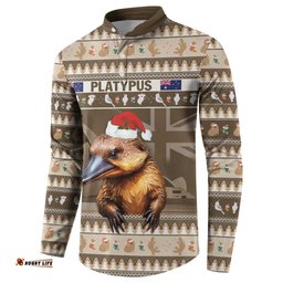 Aussie Platypus Button Sweatshirt Merry Christmas