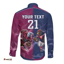 Roosters-Sea Eagles Rugby Custom Long Sleeve Button Shirt Half Grunge Style