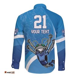 Custom NSW Cockroaches Blues Long Sleeve Button Shirt New South Wales Origin No2