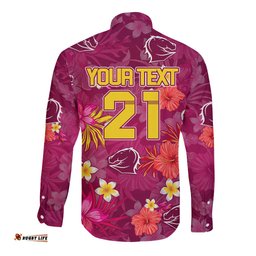 Custom Broncos Rugby Long Sleeve Button Shirt Beautiful Floral Pattern Spring Summer Vibe