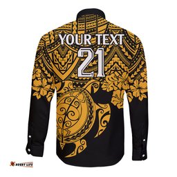 Custom Australia Matildas Long Sleeve Button Shirt Hibiscus and Turtle With Polynesian Pattern