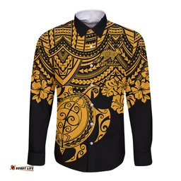 Custom Australia Matildas Long Sleeve Button Shirt Hibiscus and Turtle With Polynesian Pattern