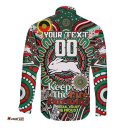 Custom NAIDOC Week 2024 Rabbitohs Long Sleeve Button Shirt Mascot Rugby