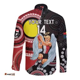 Custom AFL St Kilda NAIDOC Week Long Sleeve Button Shirt Keep The Fire Burning Indigenous Art