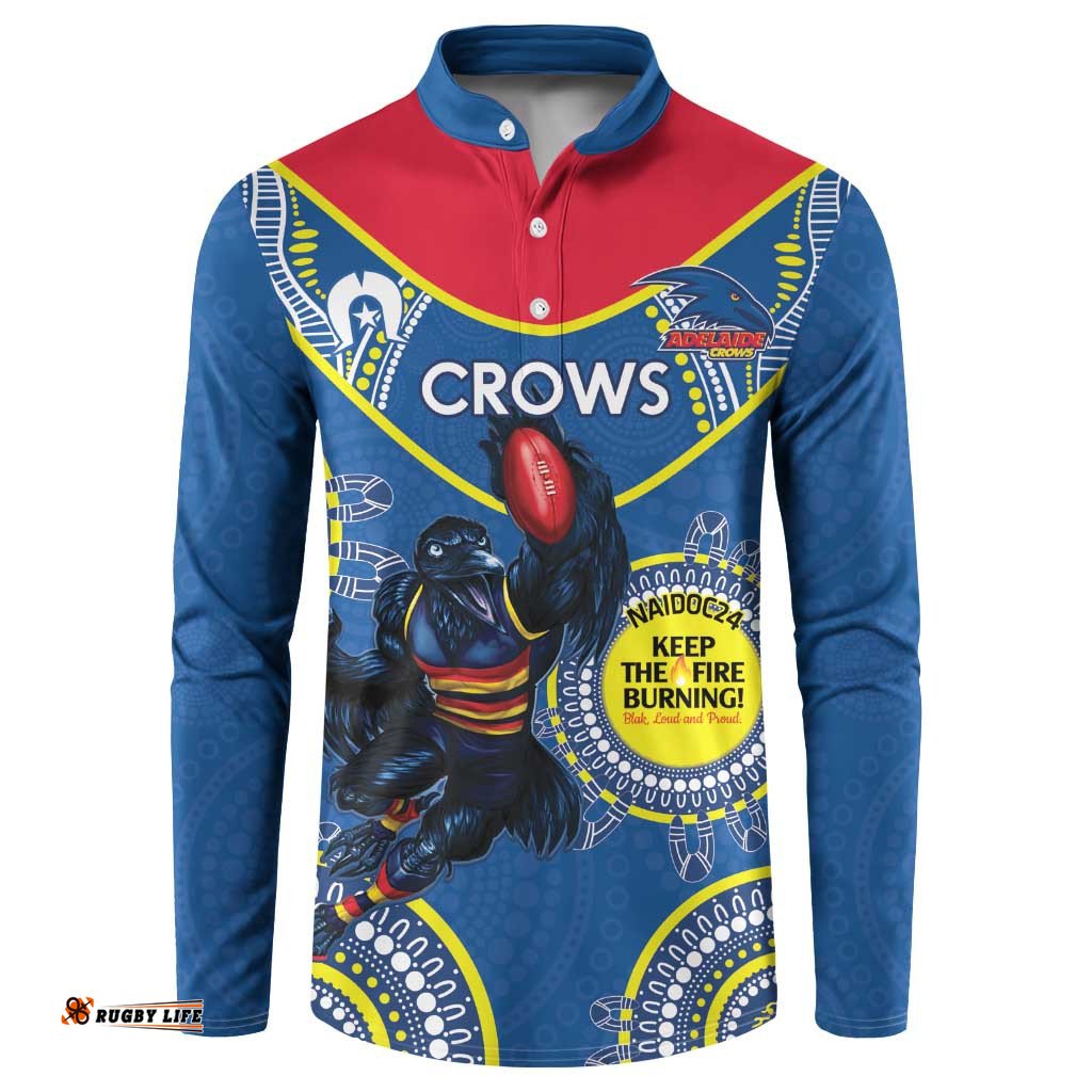 Custom AFL Crows NAIDOC Week Button Sweatshirt Keep The Fire Burning Indigenous Art