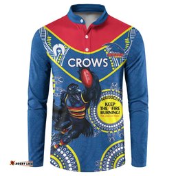 Custom AFL Crows NAIDOC Week Button Sweatshirt Keep The Fire Burning Indigenous Art
