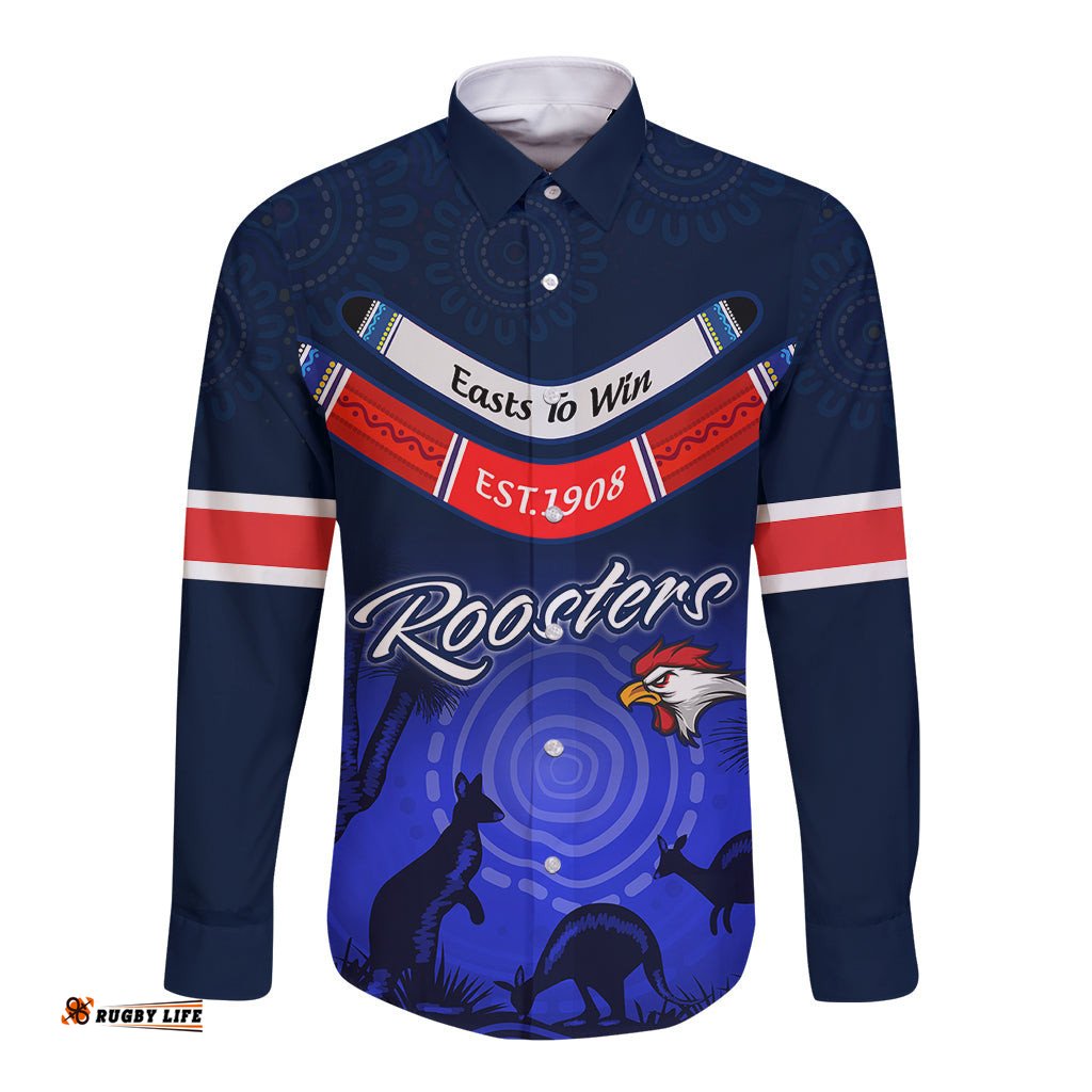 Custom Rosster Easts To Win Long Sleeve Button Shirt Sydney Rugby est 1908 Boomerang Indeginous