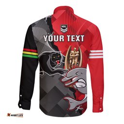 Personalised Panthers And Dolphins Long Sleeve Button Shirt Sporty Version