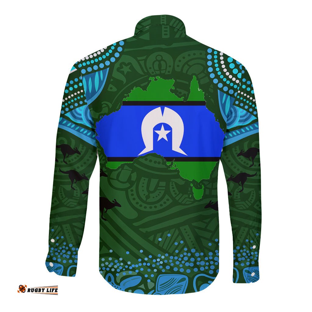 Torest Trait Islands Mix Aboriginal Pattern Long Sleeve Button Shirt TS04