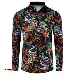 Australia Kangaroo Paw And Splendid Fairy-wren Button Sweatshirt Sameless Style
