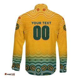 Personalised Australia Matildas Long Sleeve Button Shirt Tillies Aboriginal Simple Yellow