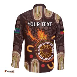 Personalised NAIDOC Week 2024 Long Sleeve Button Shirt Aussie Map With Aboriginal