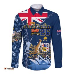 Personalised Happy Australia Day 26 January Long Sleeve Button Shirt