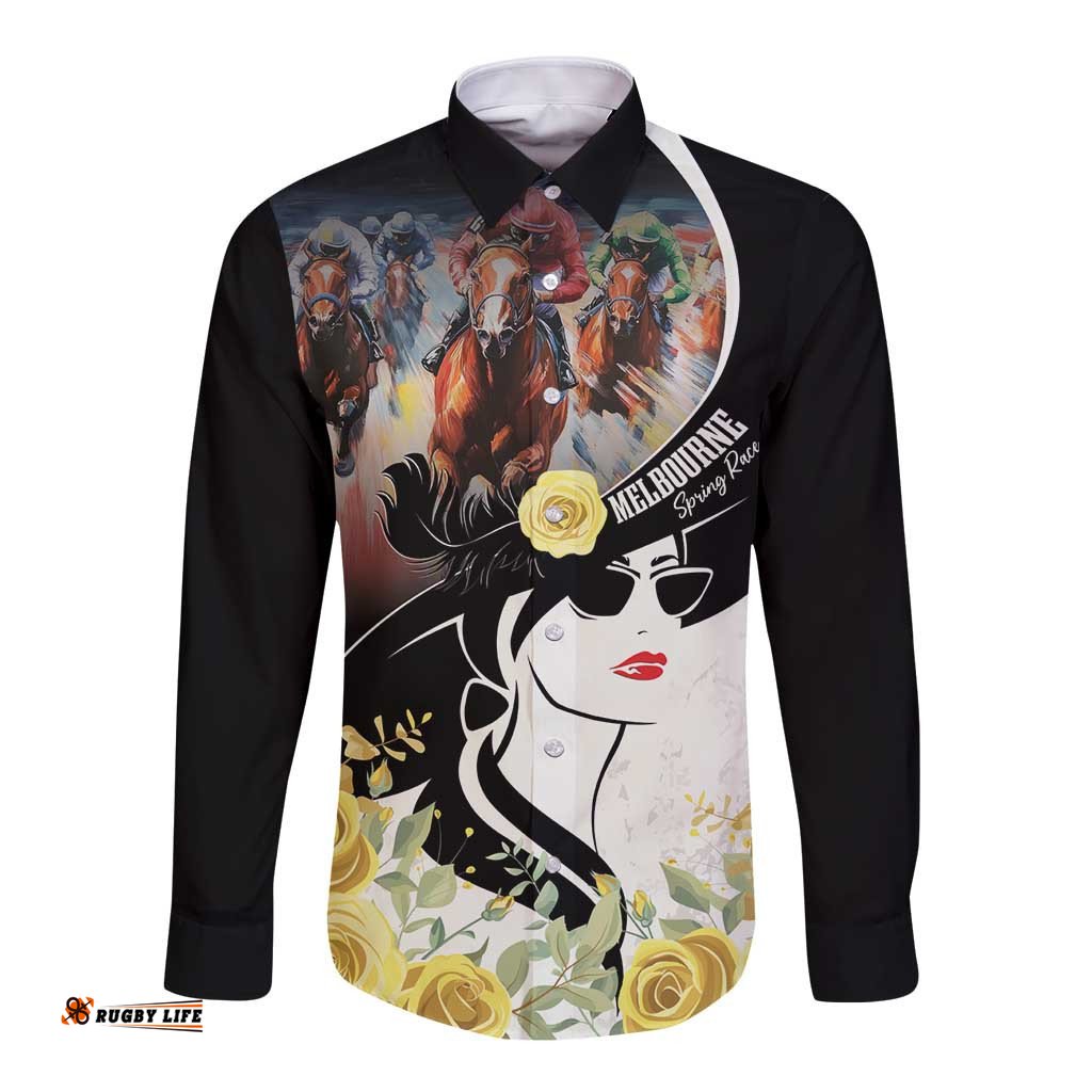 Melbourne Horse Racing Long Sleeve Button Shirt Derby Day