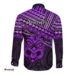 Personalised Matariki New Zealand Long Sleeve Button Shirt Maori New Year Tiki Purple Version