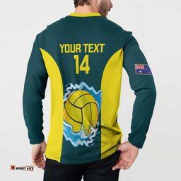 Custom Australia Water Polo 2024 Button Sweatshirt Aussie Shark National Color Version