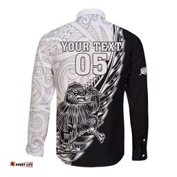 New Zealand Kiwi Rugby Custom Long Sleeve Button Shirt Go Champions Maori Pattern