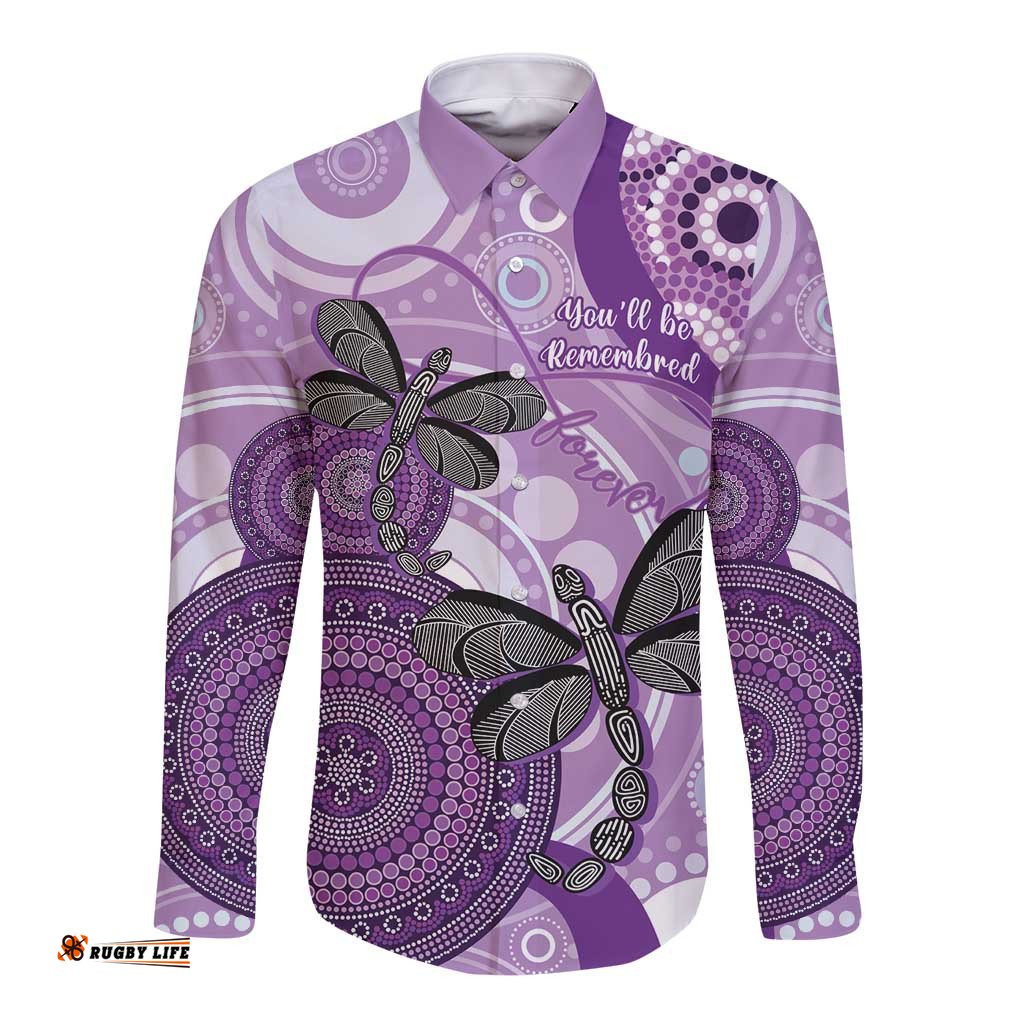 Memorial Australia Long Sleeve Button Shirt You Will Be Remembered Aboriginal Art